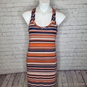 J.Crew Racerback Sleeveless Column Dress - Navy/Orange/White/Peach - Size XS